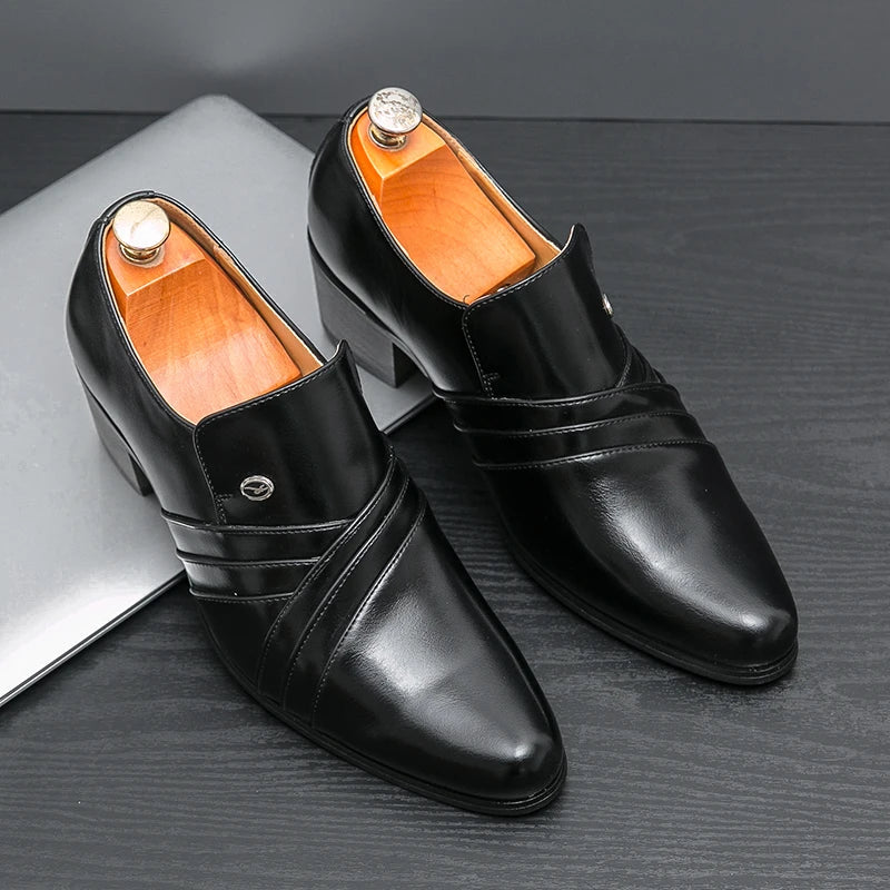 men’s high heel dress shoes, men’s formal shoes, smart casual men’s shoes, elevated heel dress shoes men, elegant men’s shoes