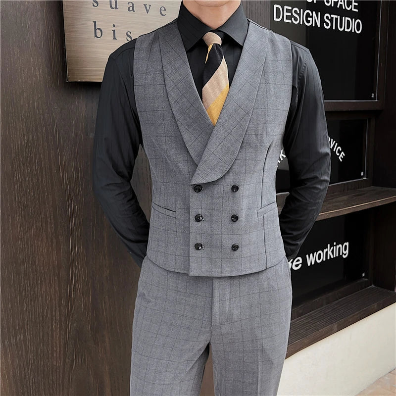 colete masculino social, conjunto masculino de alfaiataria, colete e calça social, traje masculino elegante, conjunto slim fit