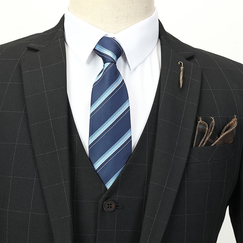 elegant suit, Maximus suit, striped men’s suit, classic men’s suit, men’s suit, three piece slim fit suit, modern three piece suit, complete three piece suit, three piece suit, suit