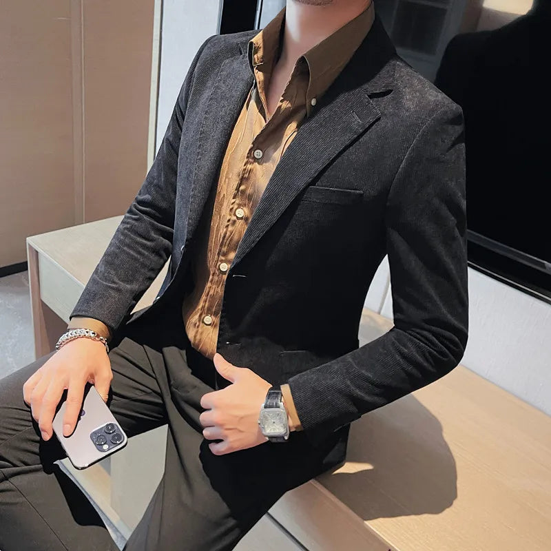 suede style blazer, men’s slim blazer, Maximus blazer, casual suede jacket, elegant men's blazer