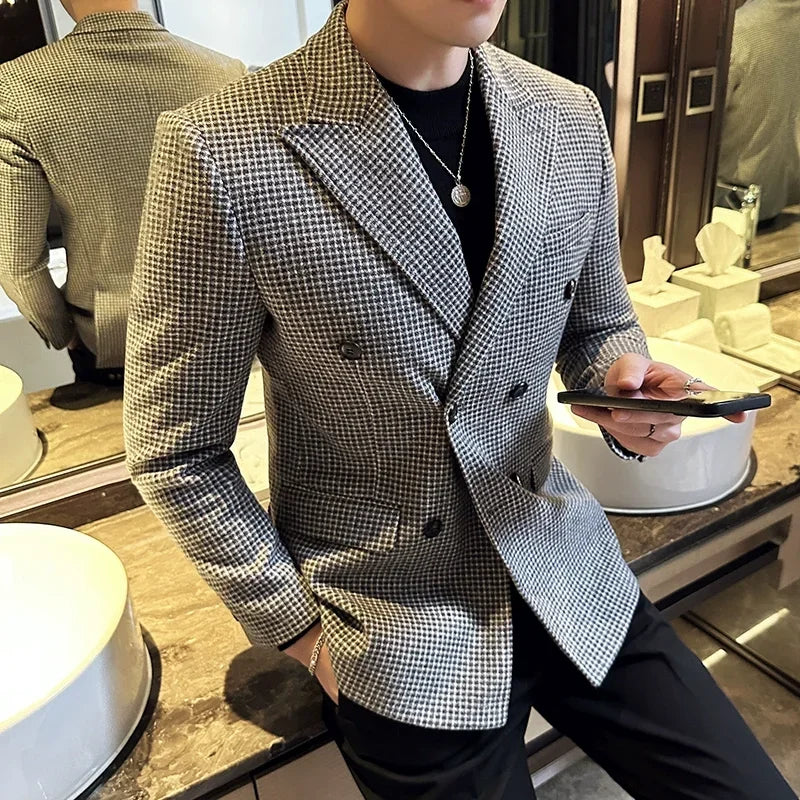 Blazer, blazer masculino, blazer de lã, blazer transpassado, Blazer Masculino Britânico Transpassado Maximus