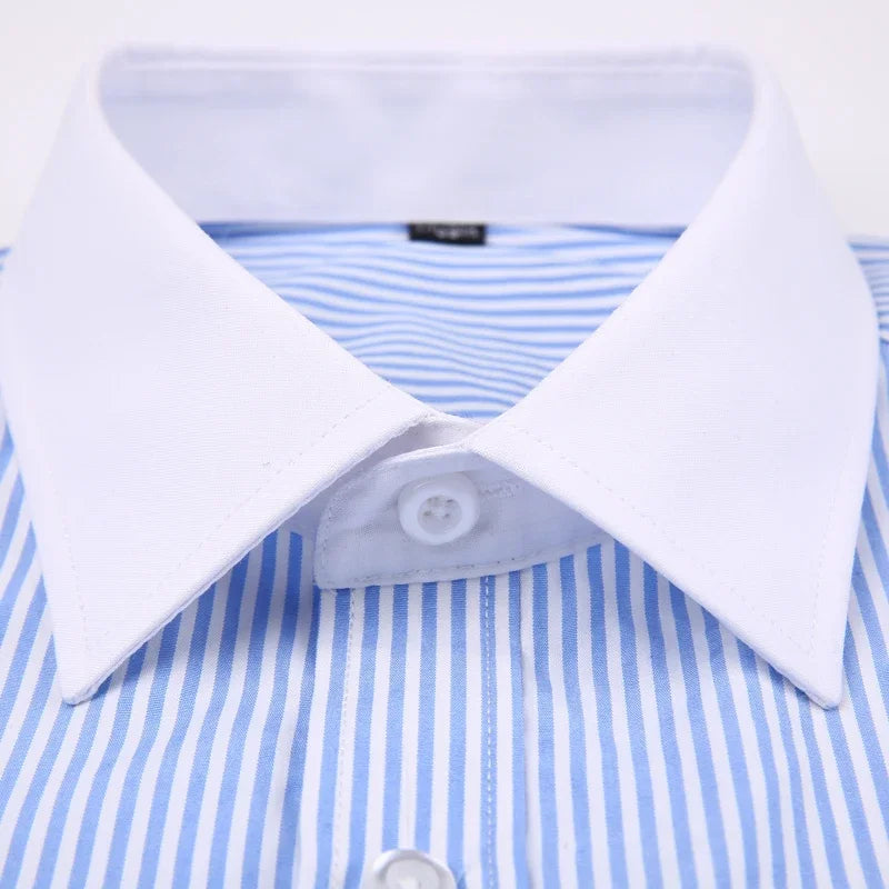 men striped dress shirt, double cuff dress shirt men, french cuff shirt men, formal men dress shirt, men business formal shirt