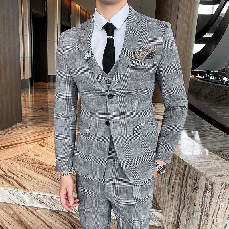 three piece suit, suit, men’s suit, Men’s Formal Checkered Suit, Men’s Checkered Suit, formal suit men, checkered suit, checkered men’s suit
