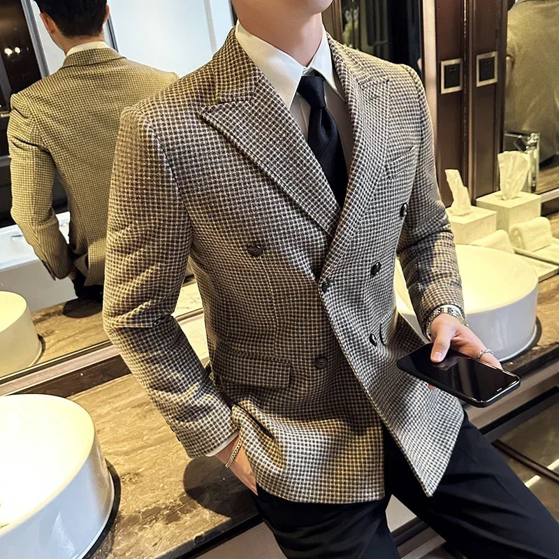 Blazer, blazer masculino, blazer de lã, blazer transpassado, Blazer Masculino Britânico Transpassado Maximus
