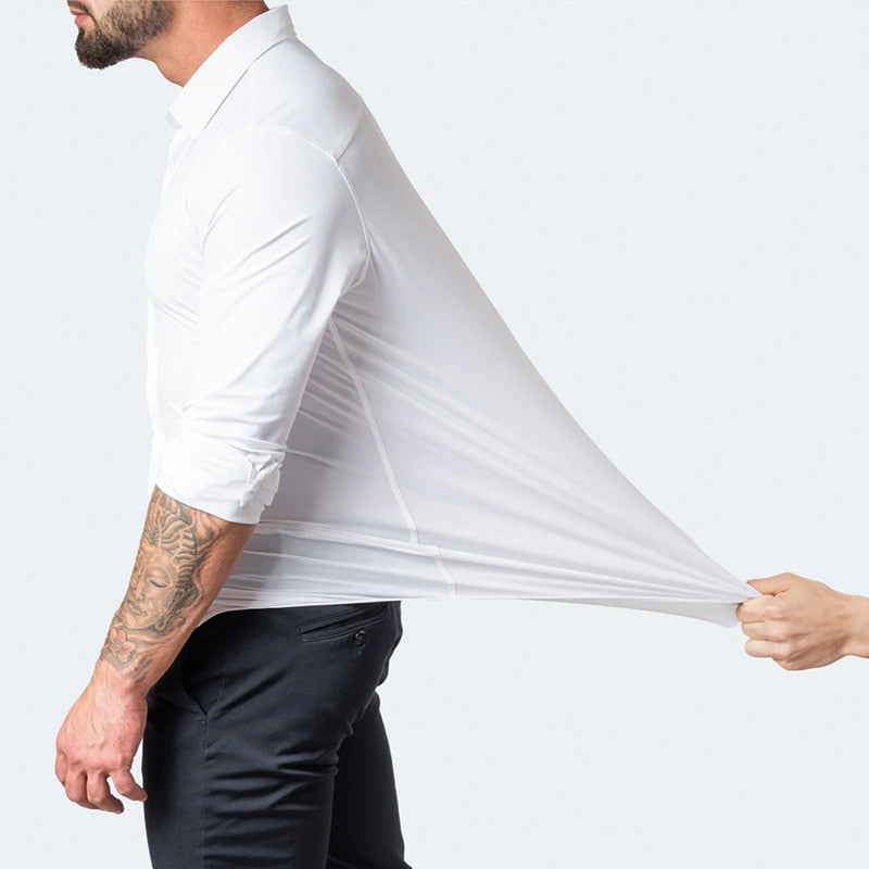 men comfort dress shirt, stretch dress shirt men, smart casual shirt men, premium mens shirt, formal men shirt