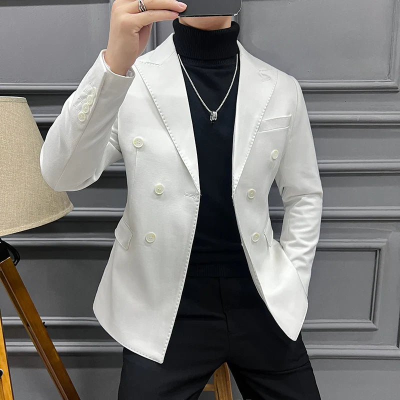 double-breasted blazer, men’s smart casual blazer, elegant men’s blazer, Maximus blazer, cotton polyester blazer