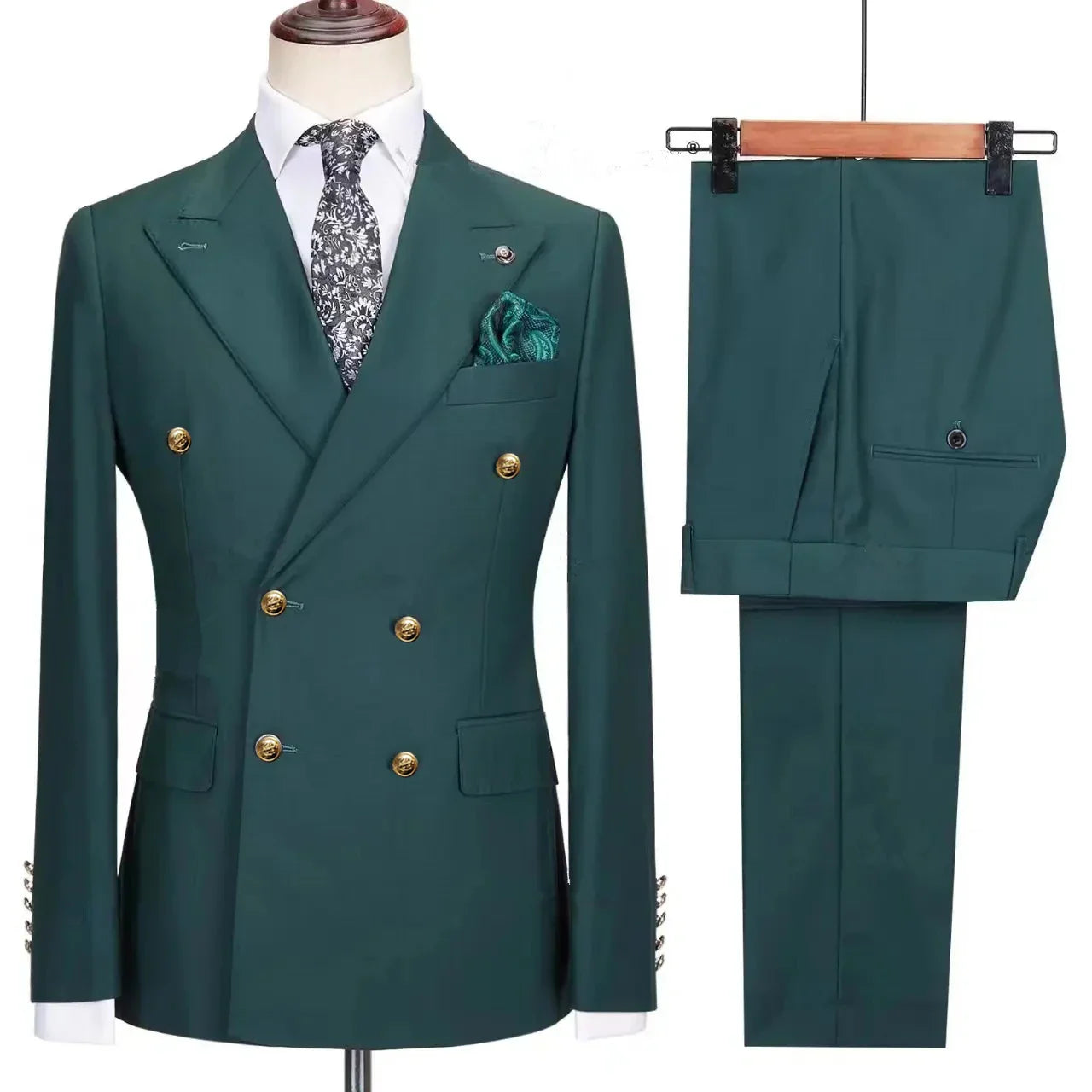 double breasted two piece suit, slim fit men’s suit, elegant men’s suit, formal two piece suit, modern men’s suit
