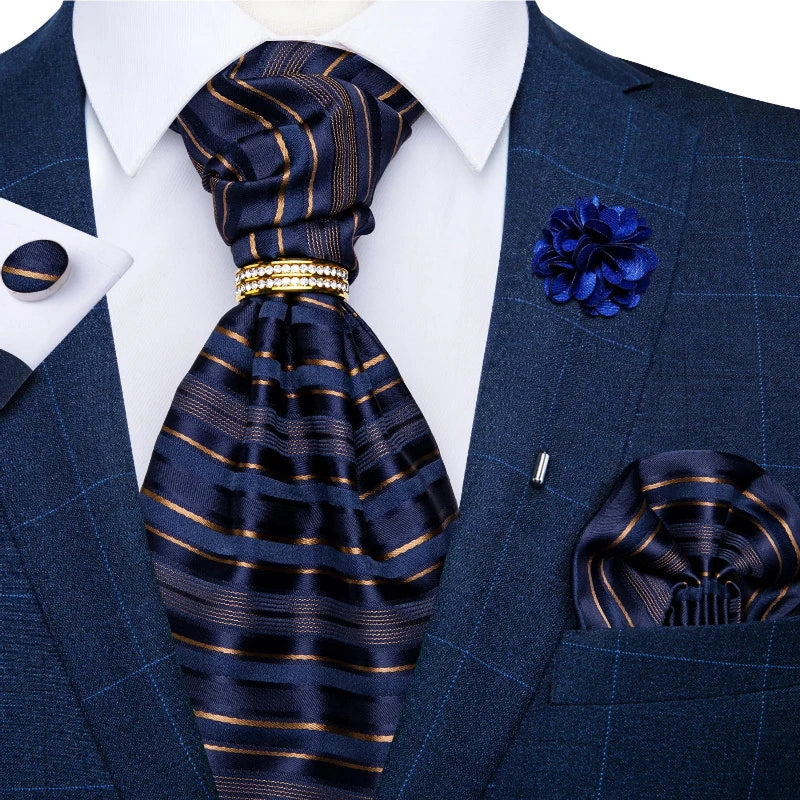 Tie Set, Tie, silk ascot set, patterned ascot tie, men’s wedding accessories, men’s formal accessories, men’s ascot tie, Maximus ascot tie, luxury ascot tie, ascot tie set, Ascot Tie