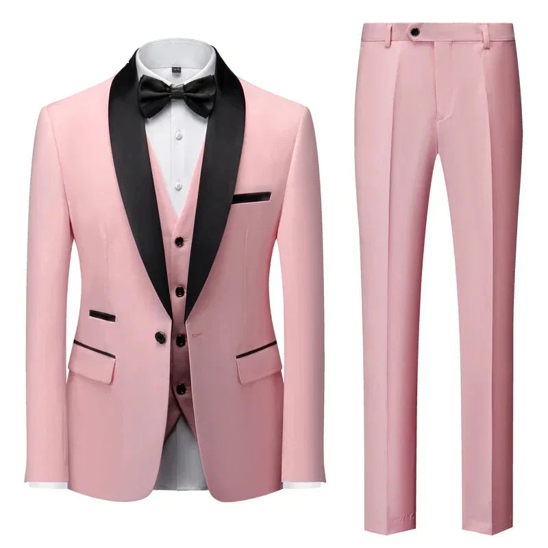 men’s tuxedo, slim fit tuxedo, formal three piece suit, elegant men’s suit, luxury tuxedo