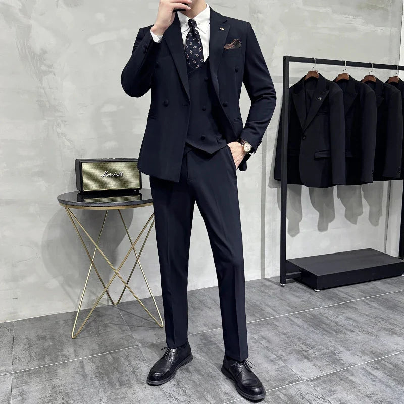 suit, striped suit, men’s suit, Men’s Striped Suit, Men's Striped Suit, Men's Double-Breasted Suit, Men's Double-Breasted Striped Suit, Men's Classic Striped Suit, Men's Classic Double-Breasted Striped Suit, double-breasted suit, Classic Striped Suit