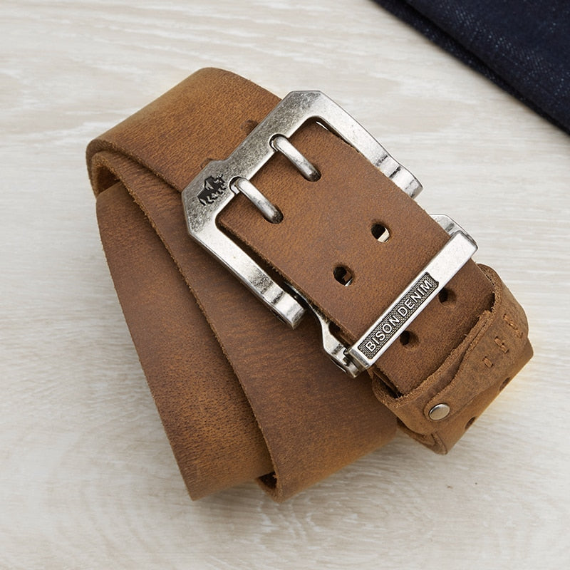 bison leather belt, men’s genuine leather belt, luxury men belt, classic leather belt for men, maximus men accessories