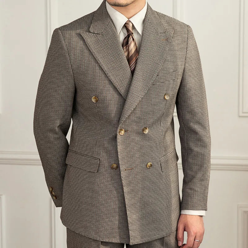 british vintage suit, double-breasted men’s suit, slim fit formal suit, elegant men’s outfit, Maximus classic menswear