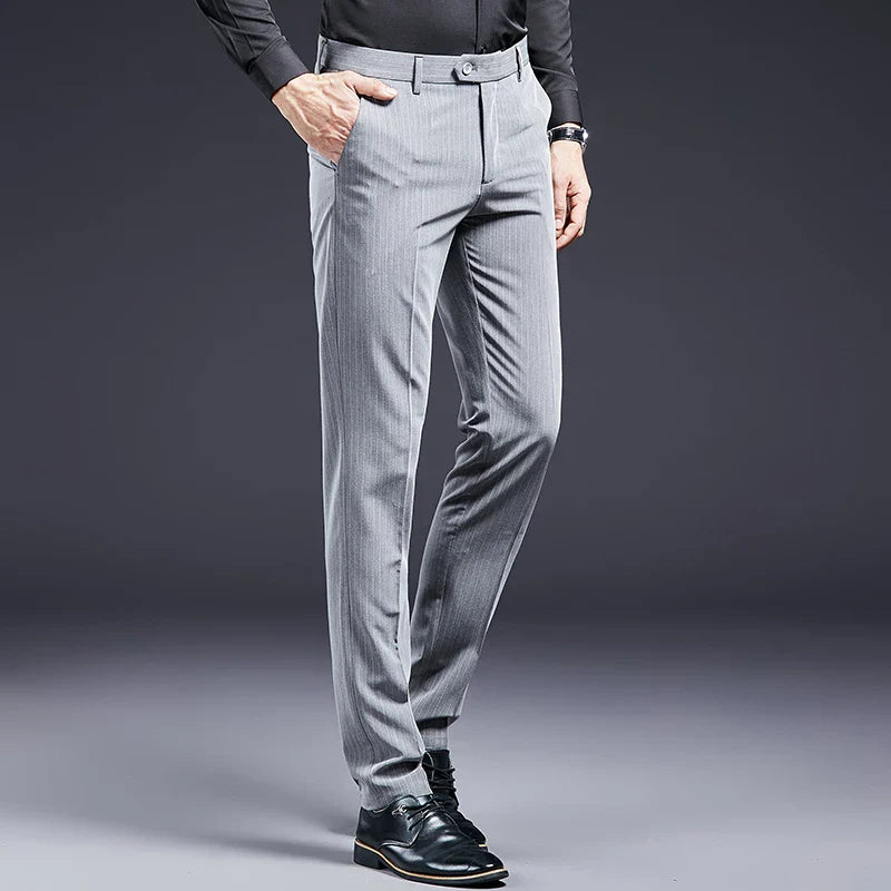 men’s premium striped dress trousers, formal men’s pants, striped formal trousers, men’s tailored trousers, professional men’s pants