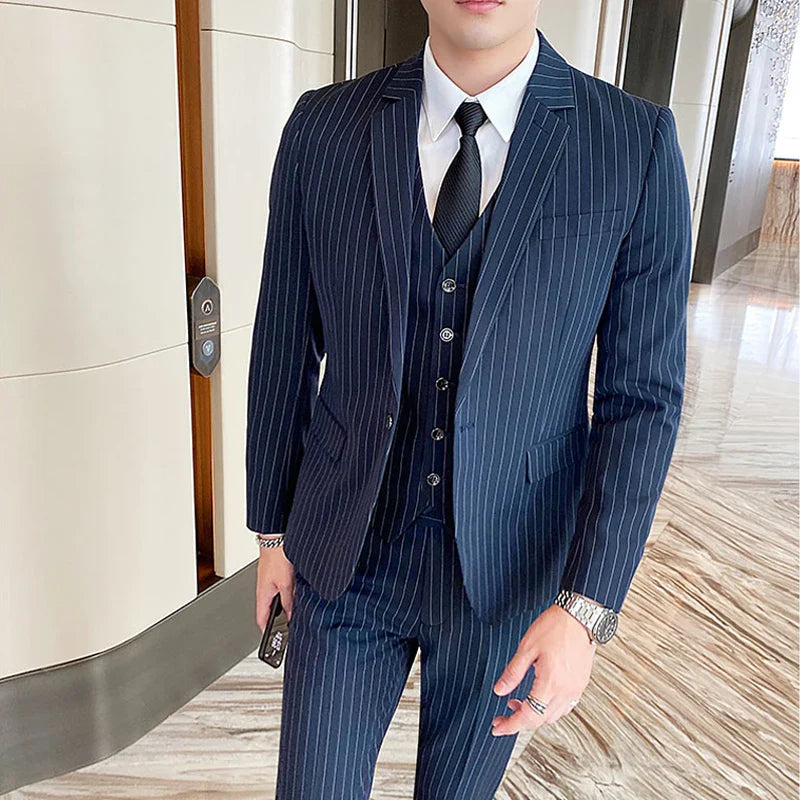 men’s suit, suit, Men’s Pinstripe Suit, Pinstripe Suit, Men’s Black Pinstripe Suit, dark gray pinstripe suit