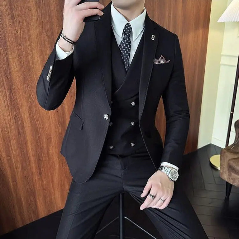 suit, modern men’s suit, men’s suit, men’s slim fit suit, formal men’s suit, executive men’s suit, double-breasted waistcoat suit