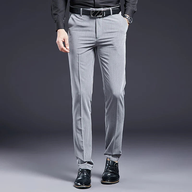 men’s premium striped dress trousers, formal men’s pants, striped formal trousers, men’s tailored trousers, professional men’s pants