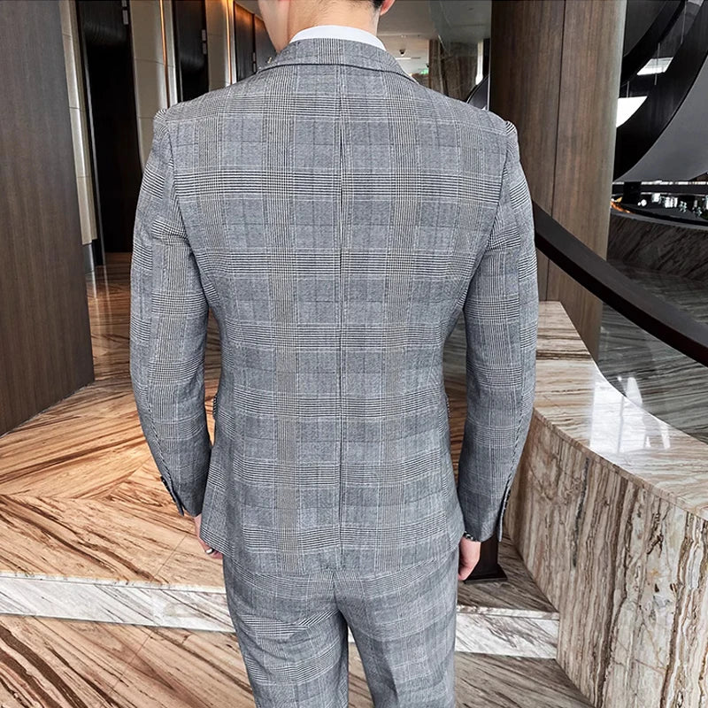 three piece suit, suit, men’s suit, Men’s Formal Checkered Suit, Men’s Checkered Suit, formal suit men, checkered suit, checkered men’s suit