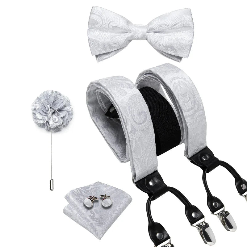 suspenders and bow tie set, Suspenders, patterned suspenders, men’s suspenders set, men’s suspenders, men’s luxury suspenders set, men’s formal accessories set, men’s fashion accessories