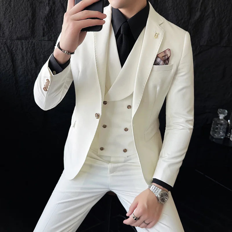 suit, modern men’s suit, men’s suit, men’s slim fit suit, formal men’s suit, executive men’s suit, double-breasted waistcoat suit