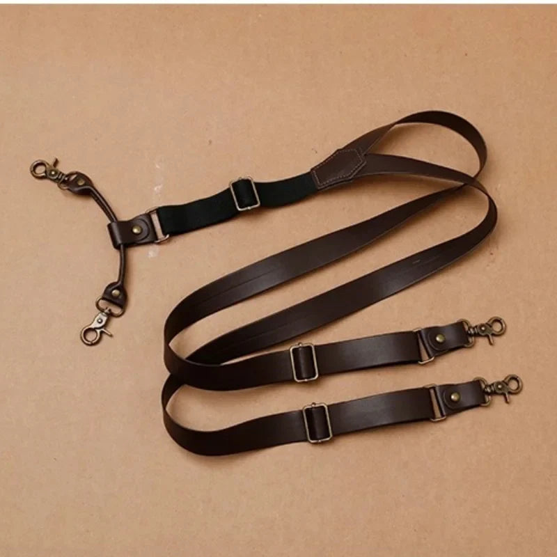 Suspenders, retro men’s suspenders, men’s vintage suspenders, men’s suspenders, men’s fashion suspenders, leather suspenders for men, coffee brown suspenders