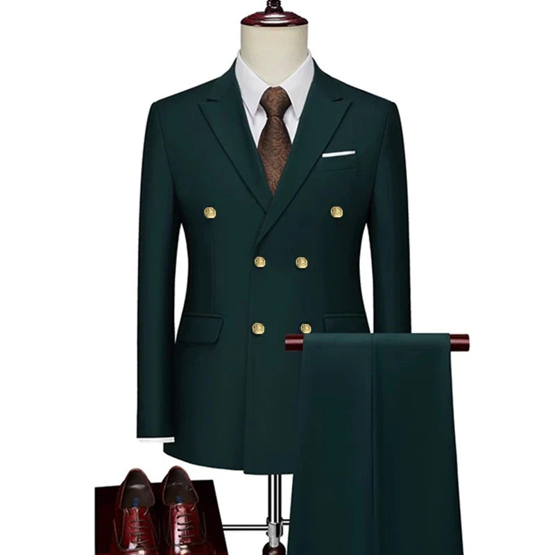 double breasted two piece suit, elegant men’s suit, classic style suit, smart casual men’s suit, formal two piece suit