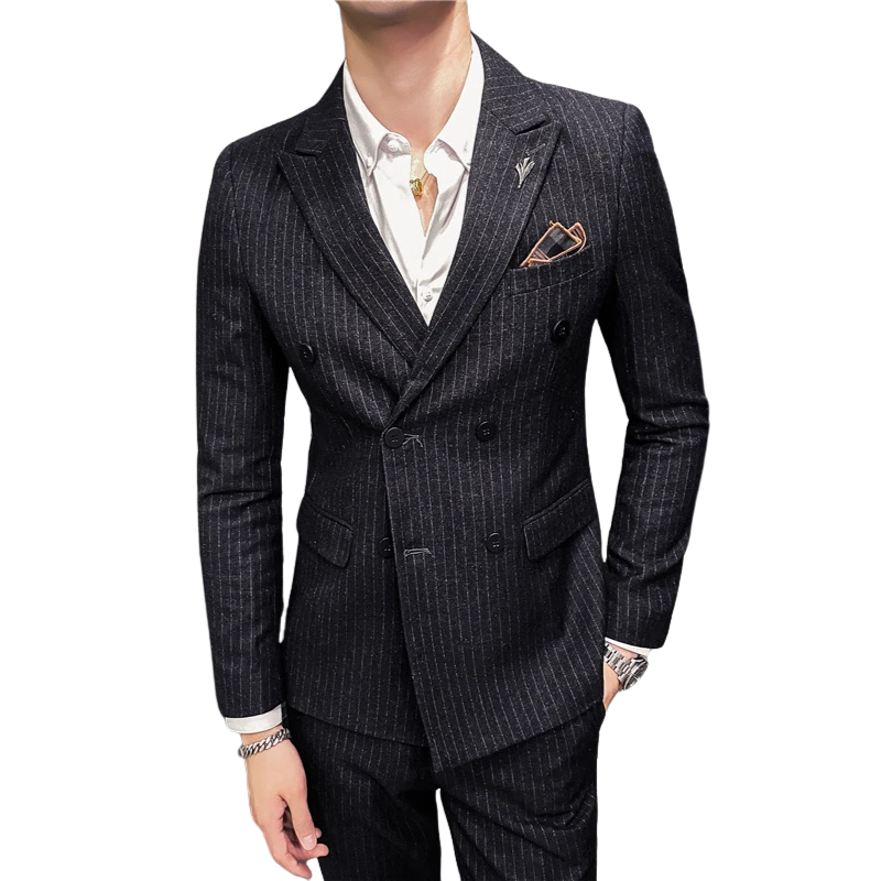 suit, striped suit, men’s suit, Men's Striped Suit, Men's Striped Double-Breasted Suit, Men's Slim Striped Suit, Men's Slim Striped Double-Breasted Suit, Men's Double-Breasted Suit, double-breasted suit
