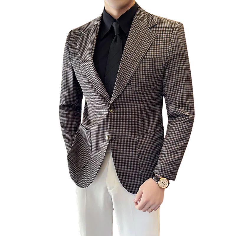 english plaid blazer, slim fit blazer, british style blazer, luxury men blazer, formal casual blazer