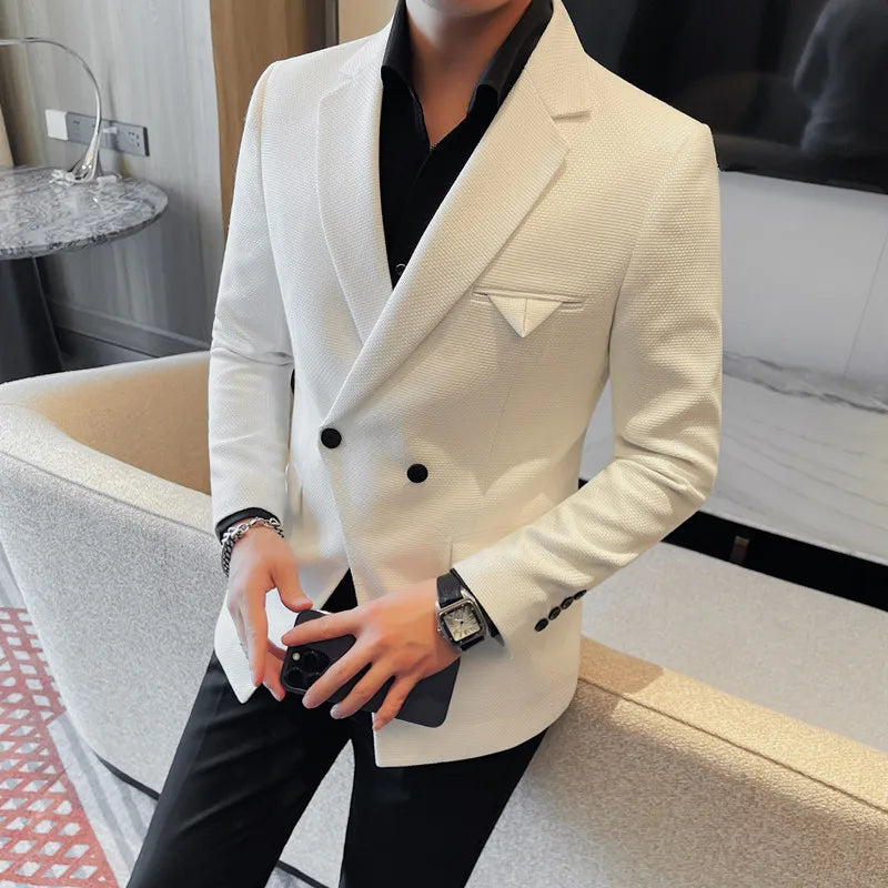 luxury men’s blazer, double-breasted blazer, one-button blazer, smart casual blazer, premium men’s blazer