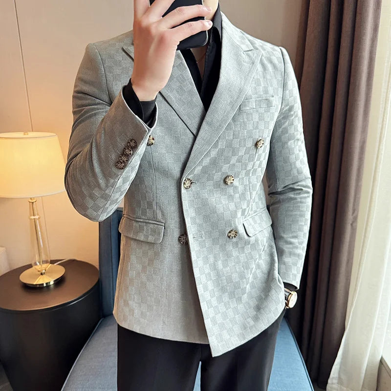 checked blazer men, double-breasted blazer, Maximus blazer, English style blazer, checkered menswear