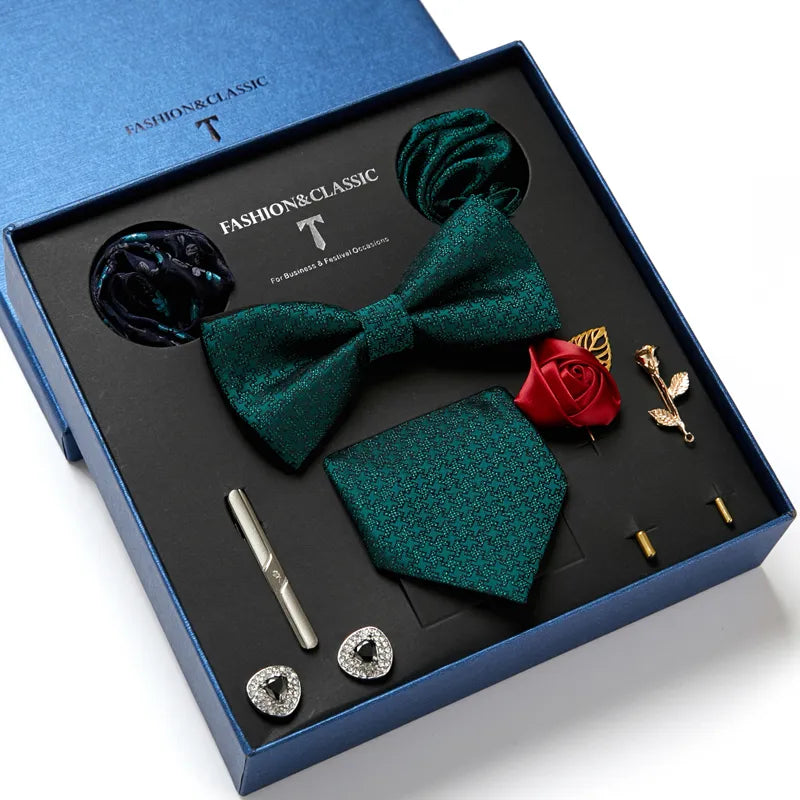 men’s tie set, luxury men accessories, gentlemen gift set, necktie and bow tie set, formal menswear accessories