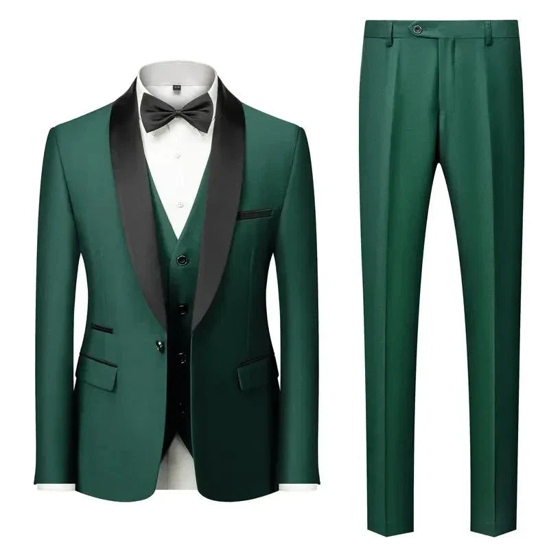 men’s tuxedo, slim fit tuxedo, formal three piece suit, elegant men’s suit, luxury tuxedo