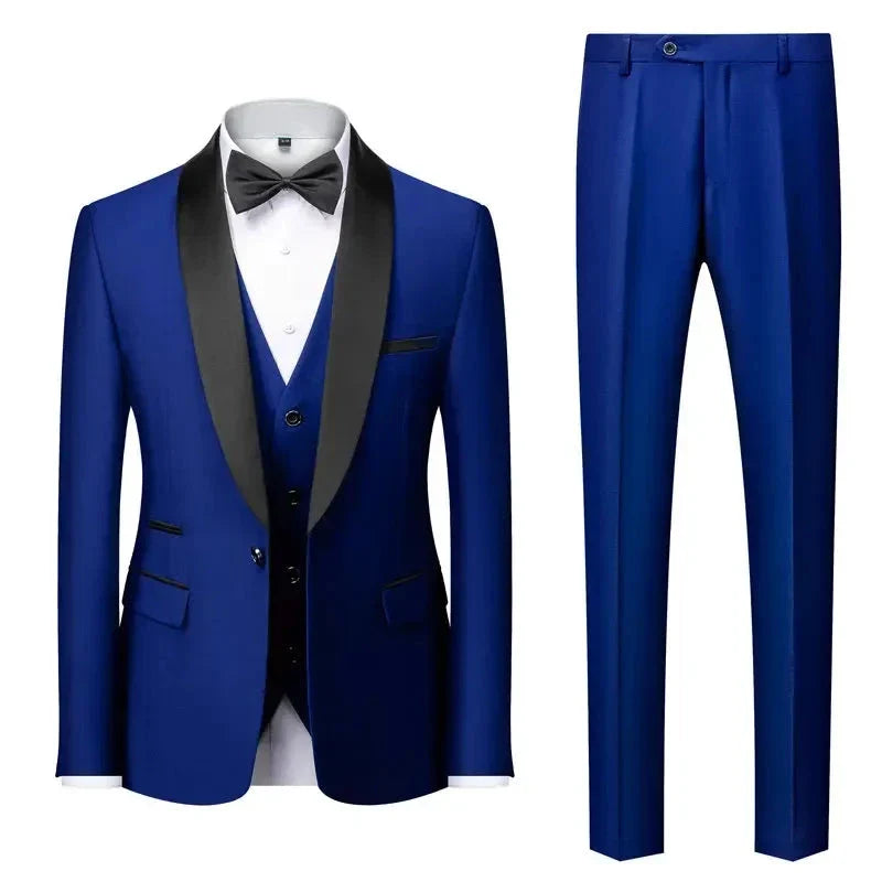 men’s tuxedo, slim fit tuxedo, formal three piece suit, elegant men’s suit, luxury tuxedo