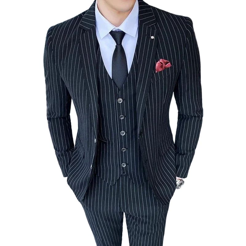 men’s suit, suit, Men’s Pinstripe Suit, Pinstripe Suit, Men’s Black Pinstripe Suit, dark gray pinstripe suit