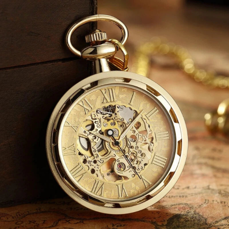 skeleton pocket watch, mechanical pocket watch, automatic pocket watch, exposed mechanism watch, men’s pocket watch, vintage pocket watch, Maximus watch accessories
