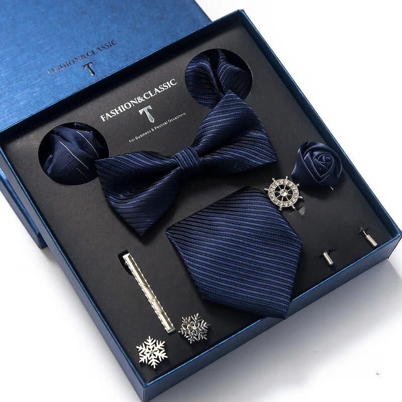 men’s tie set, luxury men accessories, gentlemen gift set, necktie and bow tie set, formal menswear accessories