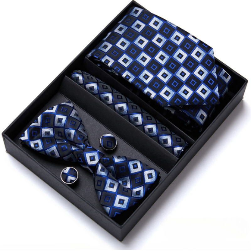 Tie Set, Tie, silk tie and bow tie set, Premium Patterned Tie Set, patterned tie set, men’s patterned tie set, men’s bow tie set, maximus premium accessories, luxury men accessories, formal men gift box